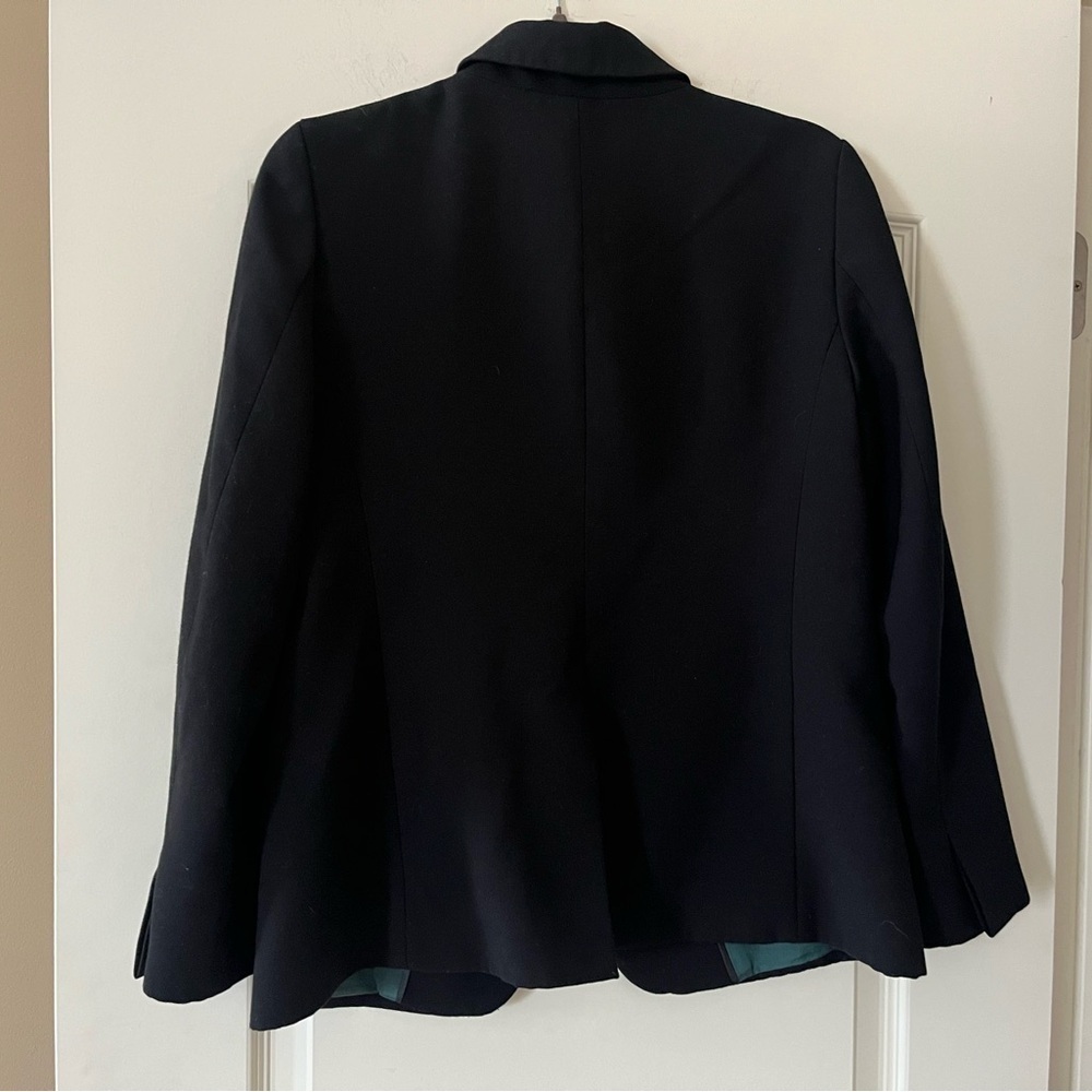 Loft Black Blazer Suit Jacket One Button Closure with Teal Lining Size 8 Petite - Picture 5 of 15